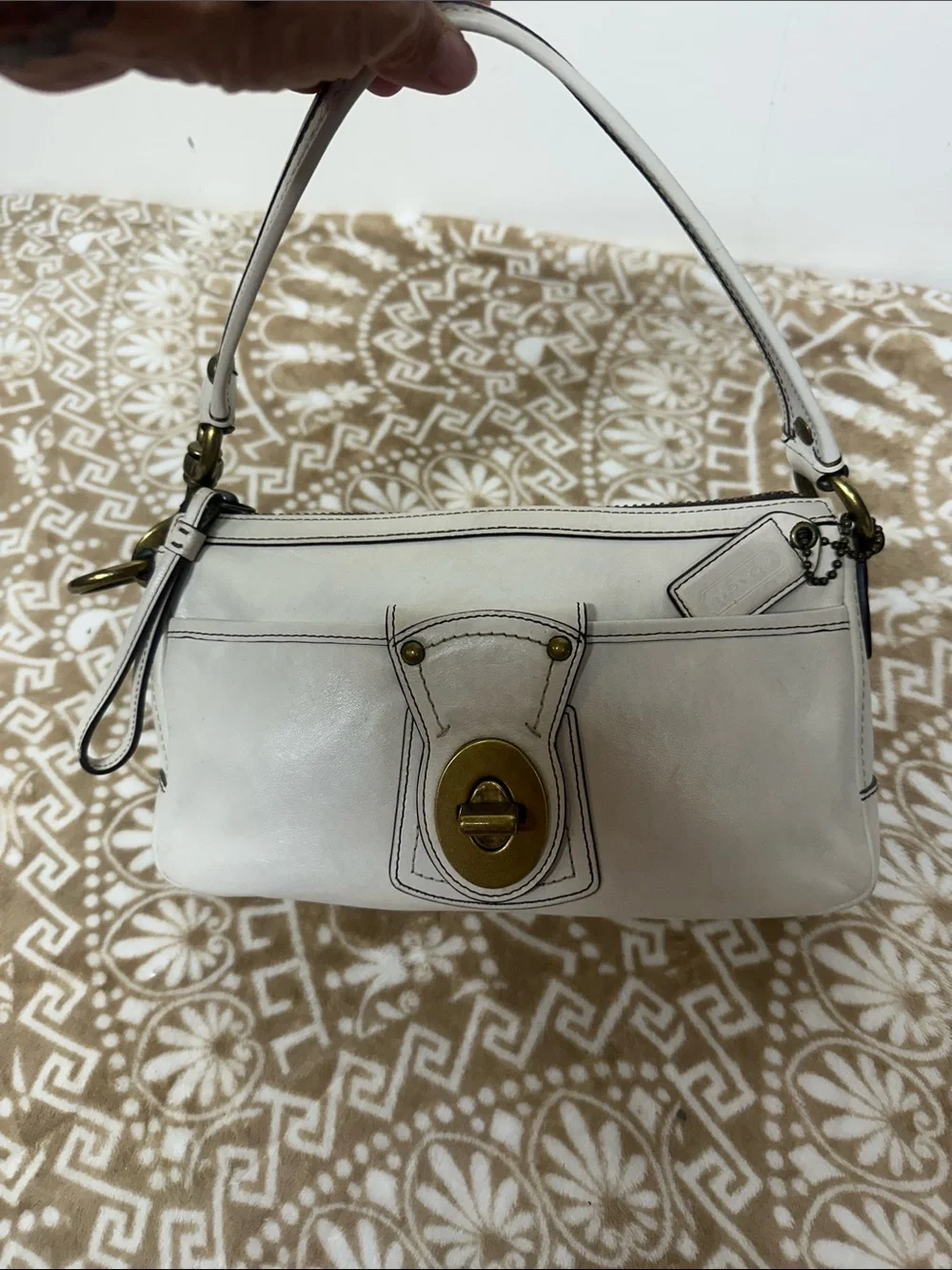 Coach Vintage Legacy 65th Anniversary Cream Leather Shoulder Bag with Turnlock